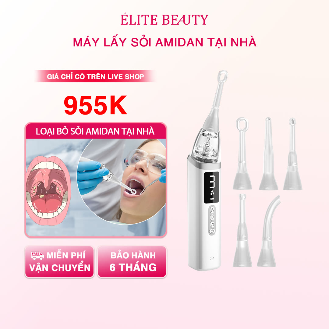 Máy Hút Sỏi Amidan — 3 Cấp Độ + 5 Đầu Hút Silicon