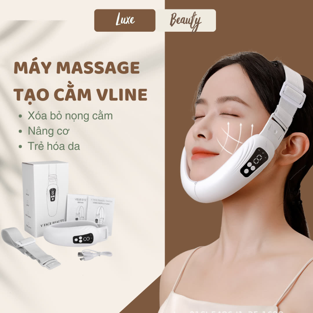 Máy Massage Tạo Cằm V-Line EMS + Ánh Sáng